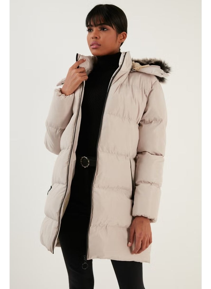 Lela Women's Coat with Faux Fur Collar, Removable Hooded and Pocketed Puffer Coat 5761645 - Image 4